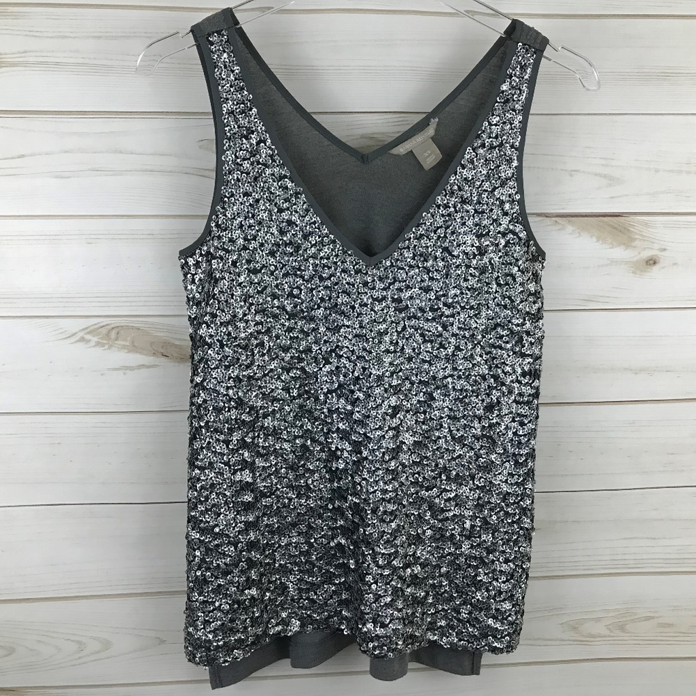 Banana Republic Silver Sequin Gray Tank Top XS